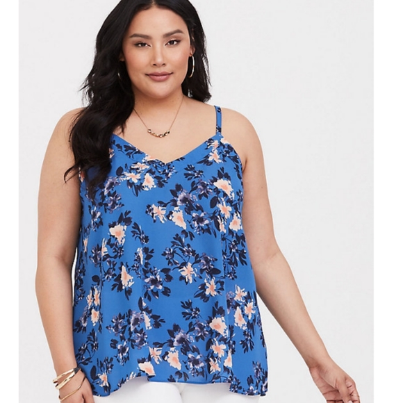 torrid Tops - Torrid Sophie blue floral Georgette cami